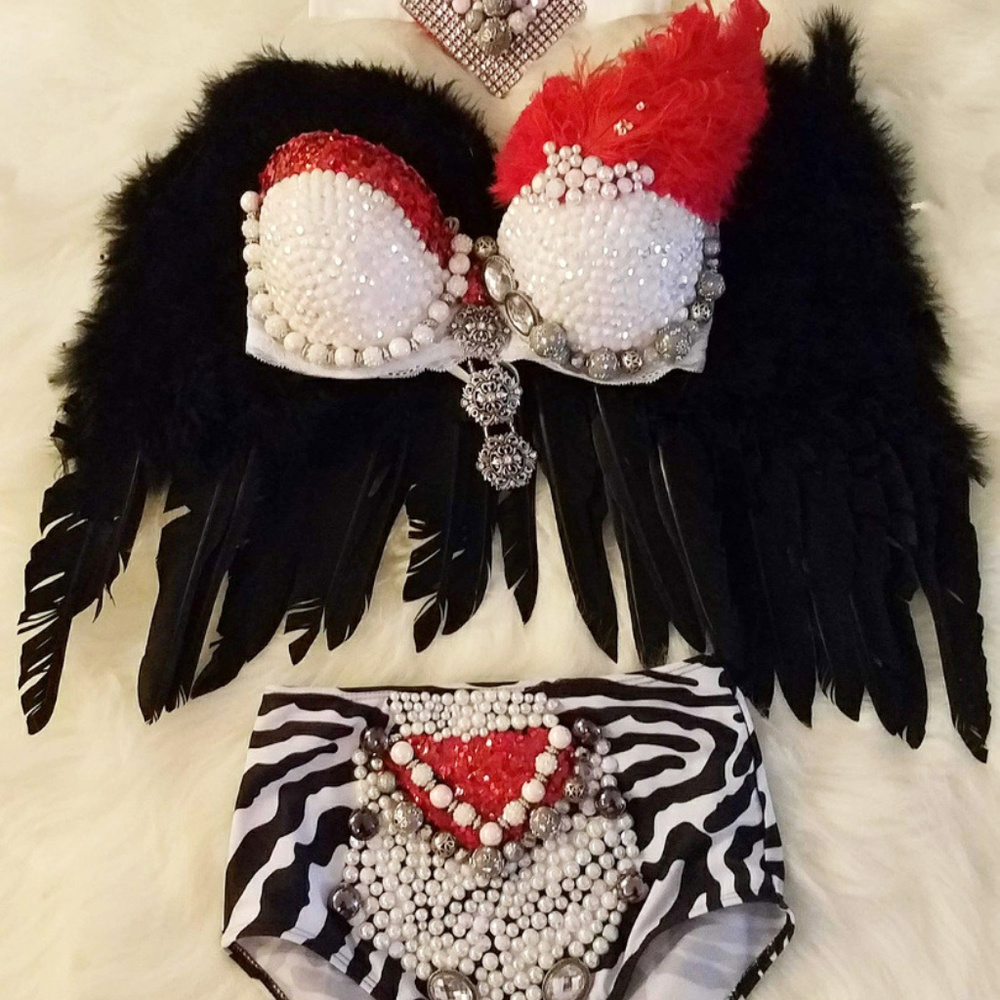 3 piece ,Rave bra,Diamond Rave Outfit - Picture 3 of 5
